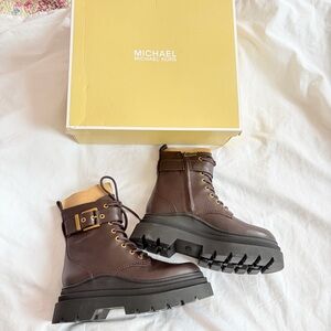 Michael Kors Black Lace-Up Combat Boots